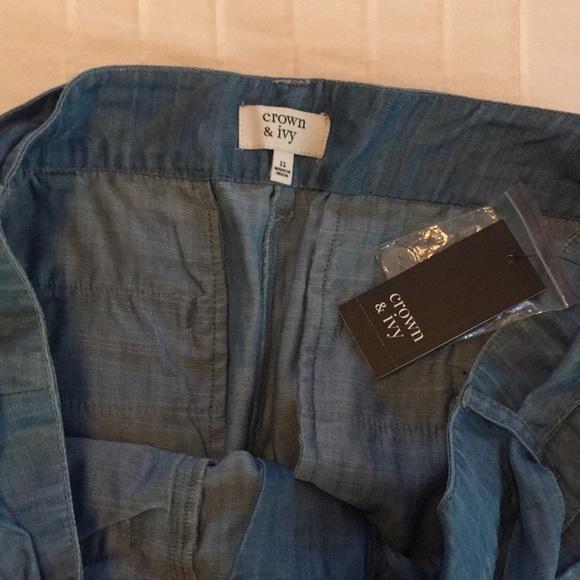 Crown and Ivy chambray wide leg pants - Picture 7 of 8